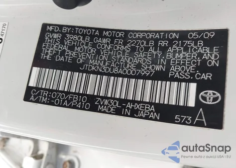 2010 Toyota Prius Iii z USA, uszkodzony, nr VIN JTDKN3DU8A0007997